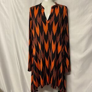 SI Avance Dress Tunic Vintage Orange Size L Hi Lo Hem VC2037 USA EUC Bell Sleeve